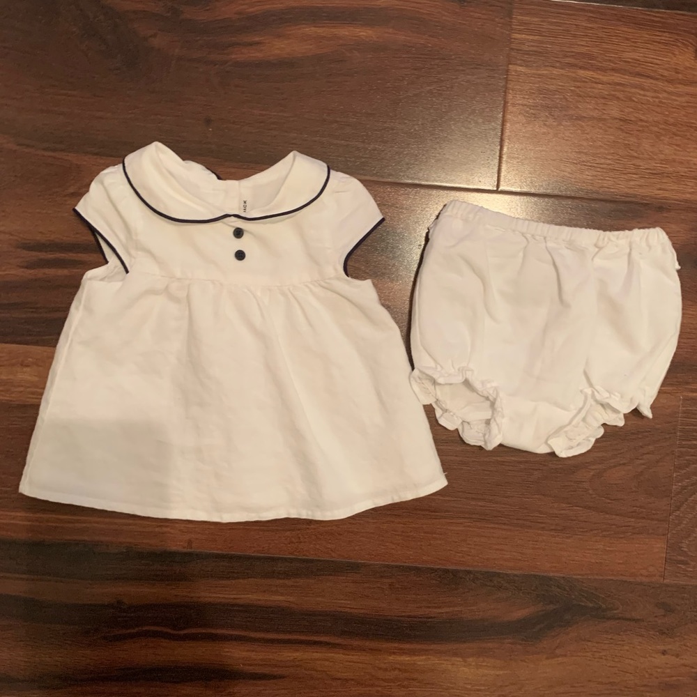Janie and Jack White & Navy 3-6 Months Dress